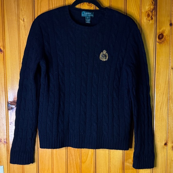 Lauren Ralph Lauren Sweaters - Vintage Lauren Ralph Lauren Black Cable Knit Sweater 100% lambswool
